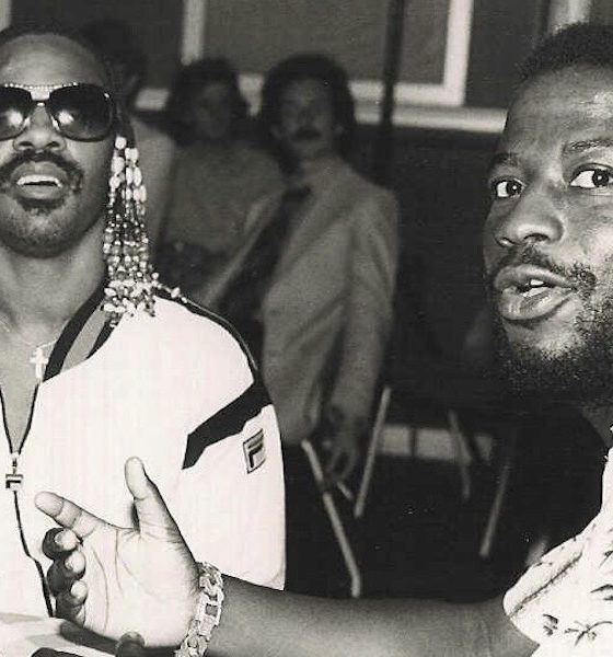 Stevie Wonder with Les Spaine at the 'Hotter Than July' party at London's Abbey Road, 1980. Photo: Les Spaine