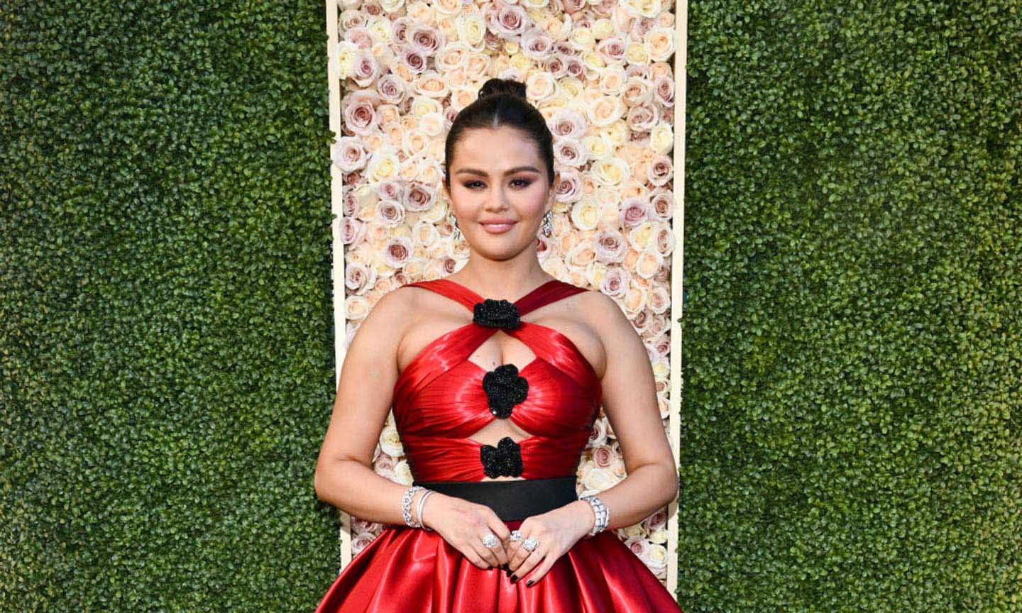 Selena Gomez Red Satin Short Dress